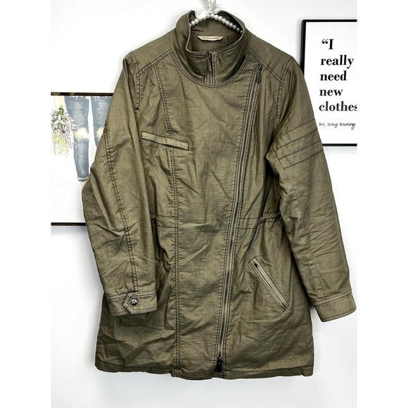 Soft Surroundings Cotton/Linen Green Moto Jacket SZ S - Picture 1 of 10